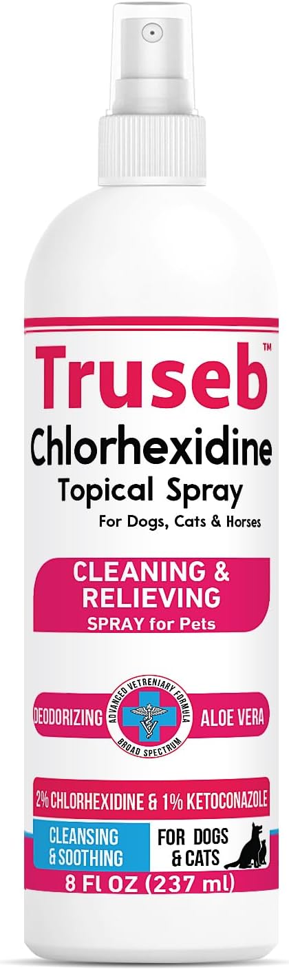 Truseb Topical Ketoconazole and Chlorhexidine Spray for Dogs, Cats, and Horses with Aloe - 8 oz (Ketoconazole & Chlorhexidine Spray, 8 oz)