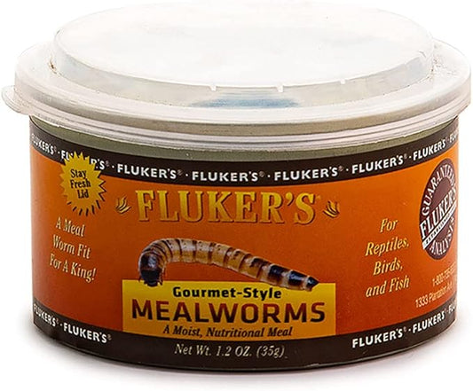 Fluker's Gourmet Canned Food for Reptiles, Fish, Birds and Small Animals, Black, Mealworms 1.23 Ounce (Pack of 1)