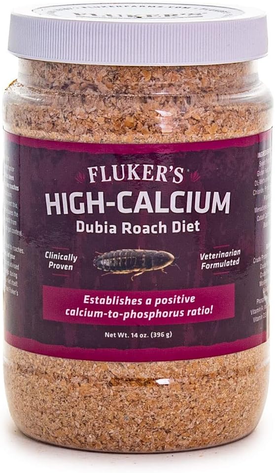 Fluker's High Calcium Dubia Roach Diet, Can Be Used as a Gut-Loading Food or Bedding, 14 oz