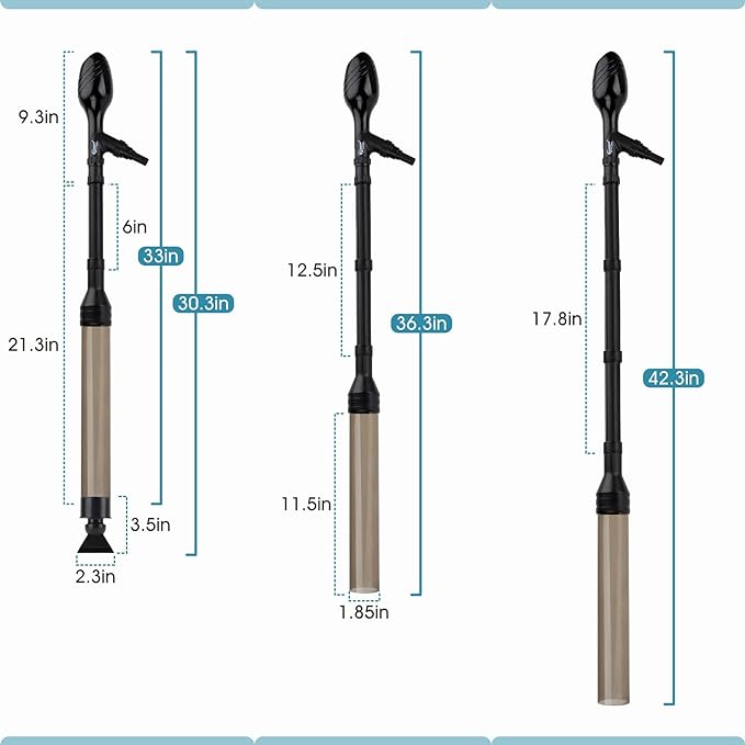 hygger Manual 256GPH Gravel Vacuum for Aquarium, Run in Seconds Aquarium Gravel Cleaner Low Water Level Water Changer Fish Tank Cleaner with Pinch or Grip Suction Ball Adjustable Length