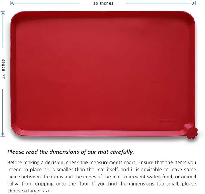 Hoki Found Silicone Pet Food Mats Tray - Non slip Pet Dog Cat Bowl Mats Placemat - Dog Pet Cat Feeding Mat - Waterproof Dog Cat Food Mats -Pet Water Mats for floors -Classic Red