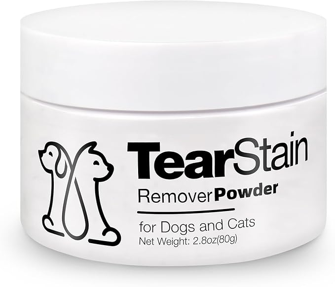 Tear Stain Remover Powder for Dogs & Cats - Gentle Formula for Absorbing Tears, Lightening & Preventing Stains - Safe and Effective -2.8 Oz.