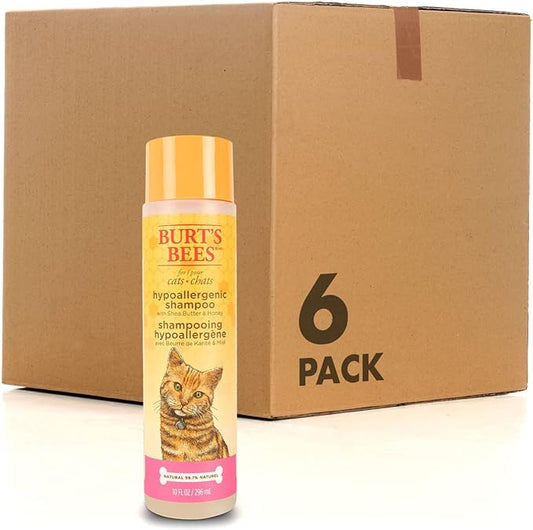 Burt's Bees for Pets Cat Hypoallergenic Cat Shampoo with Shea Butter & Honey - Best Shampoo for Cats with Dry or Sensitive Skin - Cruelty Free, 10 Fl Oz - 6 Pack