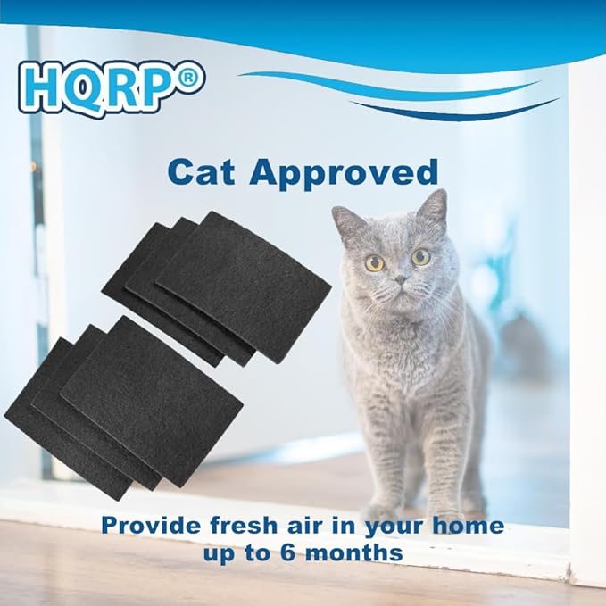 HQRP 12-Pack Activated Carbon Cat Litter Box Filters Compatible with Van Ness Cat Litter Box, Odor Reducing Charcoal Filters