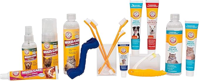 Arm & Hammer for Pets Tartar Control Kit for Dogs | Contains Toothpaste, Toothbrush & Fingerbrush | Reduces Plaque & Tartar Buildup | Safe for Puppies, 3-Piece , Beef Flavor