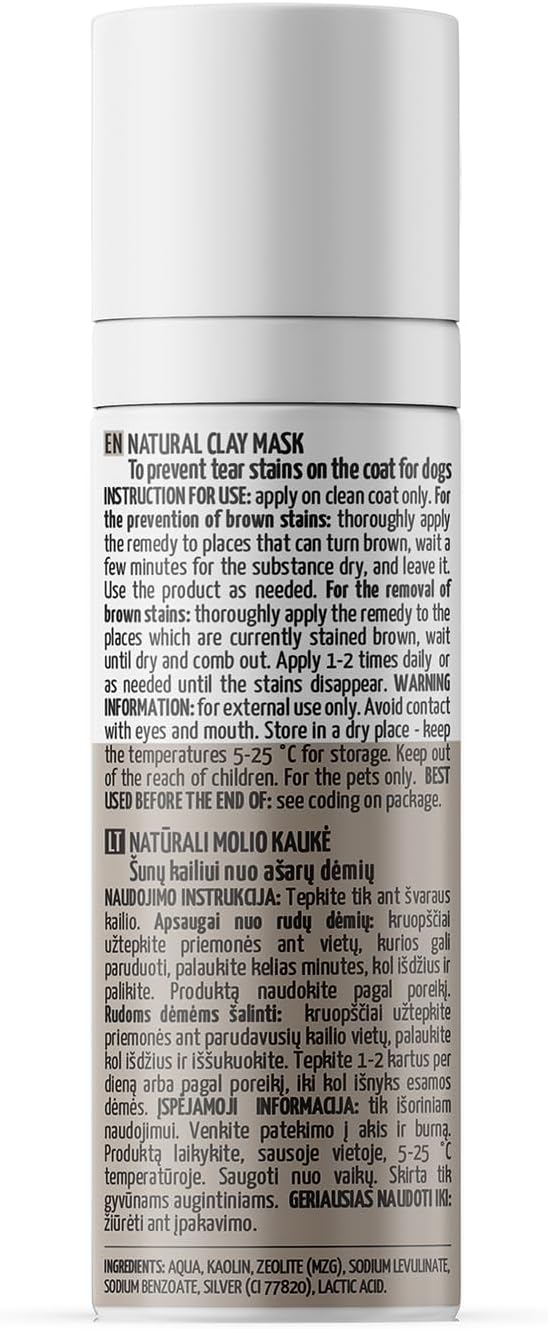 Pure Nature Stainless Look Clay Shield Mask Tear Stain Remover and Eye Cleaner, Grooming Product Ideal for All Dogs and Cats Eyes, Ears, Mouth Area Suitible for Home or Professional Use