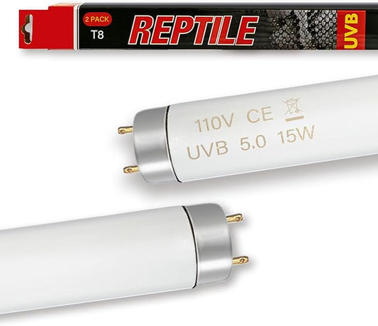 2Pack UVB Reptile Light 10.0 Bulb 15W 18inch T8,Long Service Life UVB Lamp Tube for Reptiles,Bearded Dragon,Tortoise Etc (10.0)