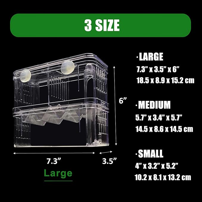 in-Tank Aquarium Breeder Box for Fish Tank, Breeding Incubator for Small Fish Hatchery, Acrylic Divider for Shrimp Clownfish Aggressive Fish Injured Fish, Can Connect Air Pump (Large)