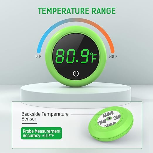 Fish Tank Thermometer, PAIZOO LED Aquarium Thermometer Digital Accurate Temperature Gauge, Stick-on Digital Thermometers Aquarium Accessories Suitable for Fish, Betta, Axolotl, or Aquatic, Green