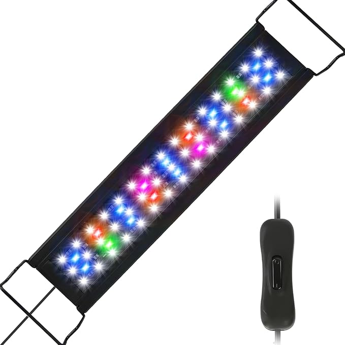 Zingbabu Aquarium Light, 20W RGB Full Spectrum Fish Tank Light, Super Slim Fish Tank Aquatic Plant Grow Lighting,16-24 in Alu Alloy Shell Extendable Brackets Fish Lamp