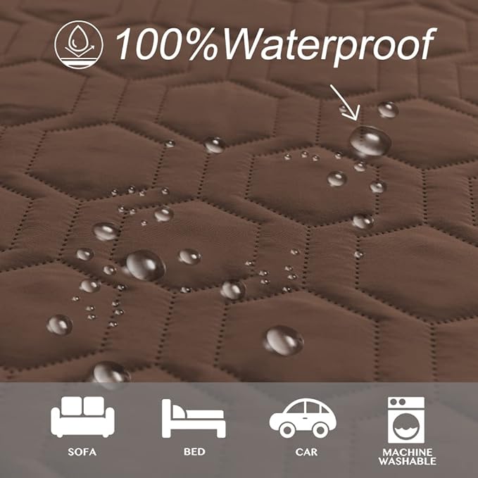 Waterproof and Anti-Slip Dog Bed Cover and Pet Blanket Sofa Pet Bed Mat ，car Incontinence Mattress Protectors Furniture Couch Cover for Most Cats Dogs, Pets<82x102-Chocolate>