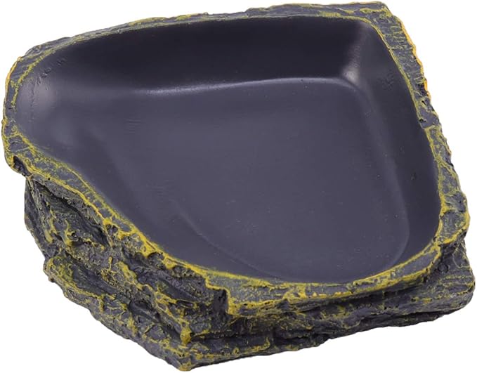 POPETPOP Reptile Food Dish Terrarium Water Bowl Food Feeding Plate Container Drinking Water Tray Resin for Snake Tortoise Frog
