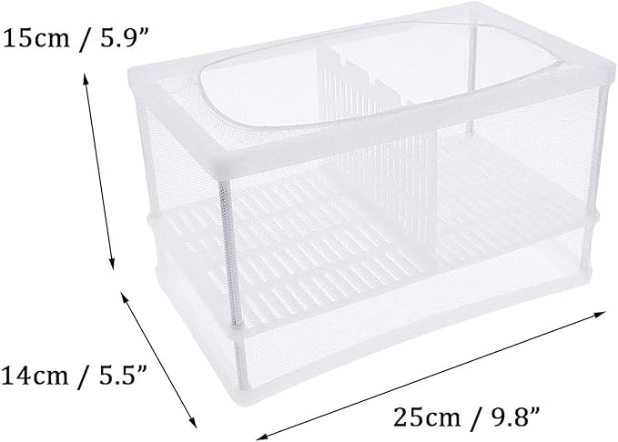 Aquarium Fish Breeder Box, Fish Isolation Box, Hatching Box, Juvenile Fish Spawning Incubator, Water Isolation Net Hatcher, Nylon Mesh Fish Fry Hatchery Breeder Box Separation Net（White L）