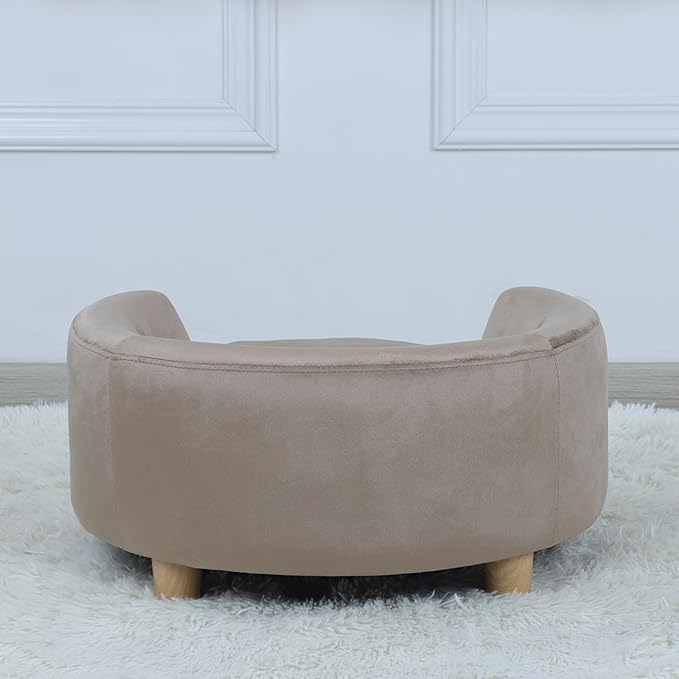 Dog Sofas and Chairs for Small Pet/Dog Sofa Chair with Soft Velvet Fabric / /Wooden Frame Cat Sofa Chair/Dog Sofa Bed with Washable Cushion for Small Dog Rest Using (brown)