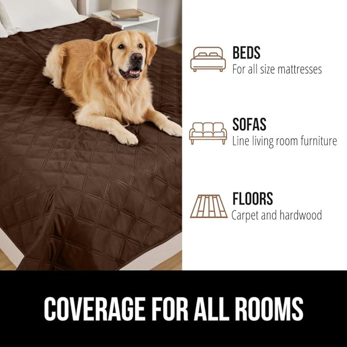 Gorilla Grip 100% Waterproof Dog Blanket, Pet Friendly Throw Essential for Small Dogs, Tear and Slip Resistant Leakproof Washable Couch Cushion Protector Cover for Indoor Furniture, 40x50 Chocolate