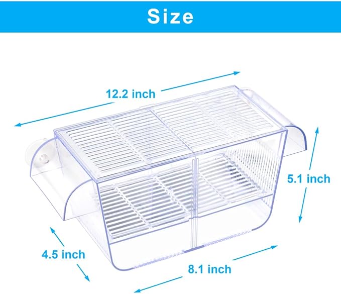 Fish Breeding Box Aquarium Holding Tank Transparent Fish Isolation Box Acclimation Hatchery Incubator Breeder Box for Baby Fish Betta Shrimp Clownfish Guppy Large