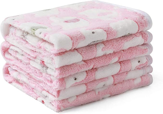 1 Pack 3 Blankets Super Soft Fluffy Premium Cute Elephant Pattern Pet Blanket Flannel Throw for Dog Puppy Cat Pink Small(23x16 inch)