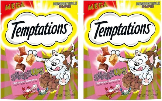 Temptations ShakeUps Crunchy and Soft Cat Treats, Crustacean Celebration Flavor, 5.29 oz. Pouch (Pack of 2)