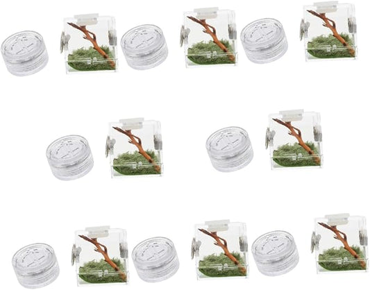 Mipcase 8pcs Box Jumping Spider Breeding Box Tarantula Terrarium Glass Container Glass Case Spider Habitat Holder Spider Habitat Cage Spider Landscape Cage House Spider Cage Pet