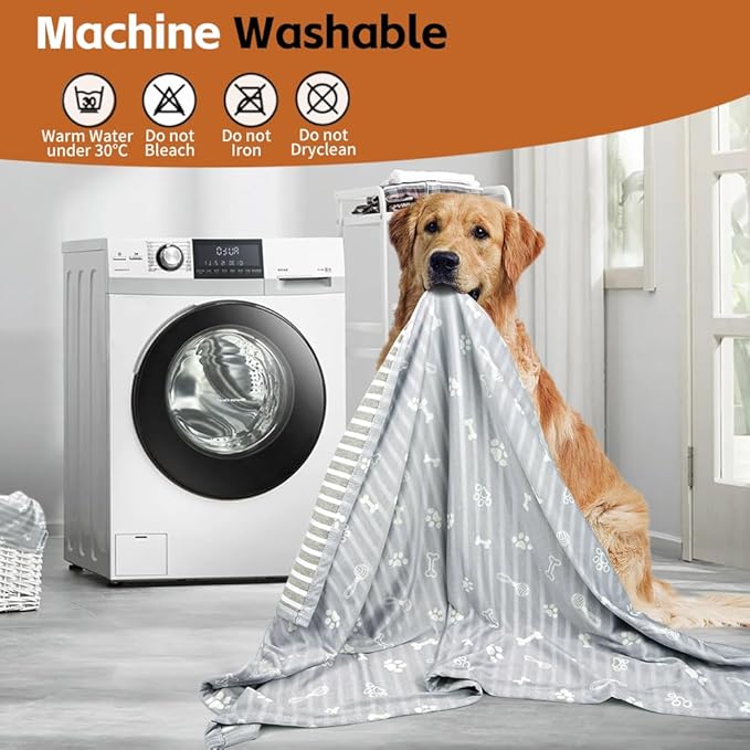 Dog Cooling Blanket Lightweight Self Cooling Blanket Bed Cover for Small Medium Dogs Washable Dog Cat Summer Blanket &Ice Silk Cooling Pet Blanket for Crate&Kennel Sofa (Dog Bone) S