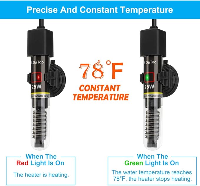 Mini Aquarium Heater 25W Small Fish Tank Heater 25 Watt with Free Thermometer Sticker