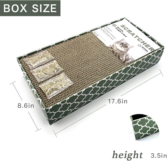 Cat Scratcher Cardboard Scratching Pads Scratch Lounge Bed with Catnip 3PCS Reversible Corrugated Cardboard with Scratch Box