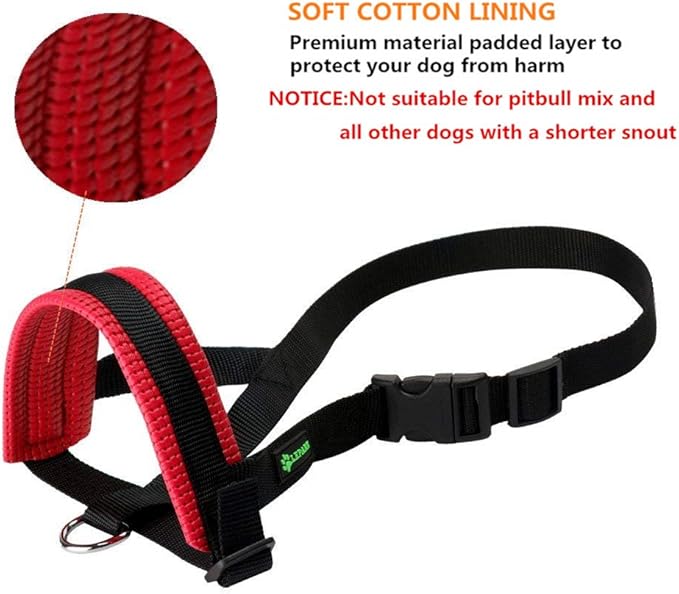 Nylon Dog Muzzle for Small,Medium,Large Dogs Prevent from Biting,Barking and Chewing,Adjustable Loop(XL/Red)