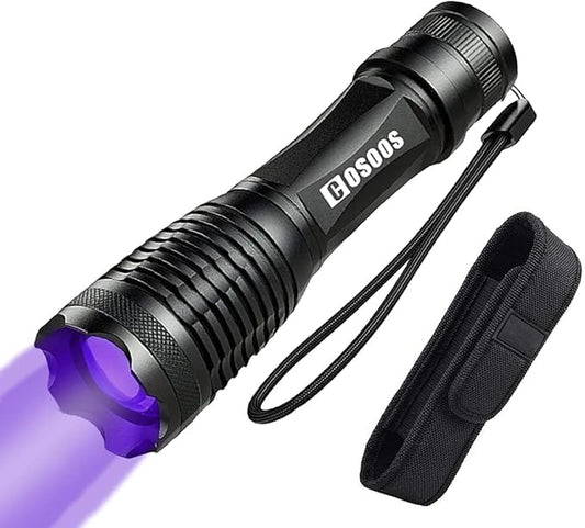 COSOOS UV Flashlight Black Light, 2 in 1 White Light & 395nm Blacklight, Pet Urine Detector for Dog/Cat Urine, Dry Stains, Scorpion.(Holster Included)