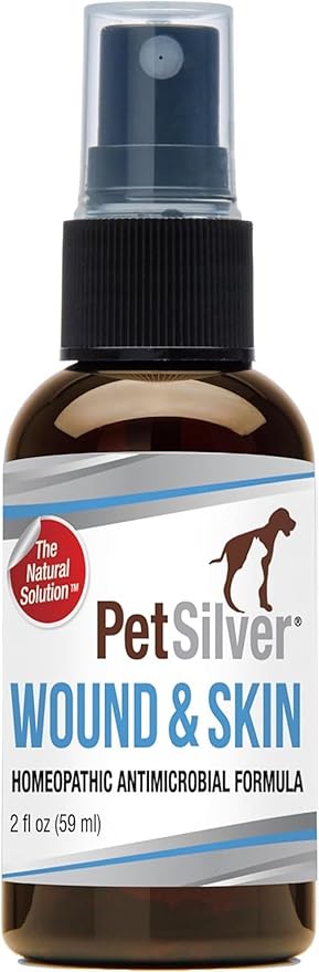 PetSilver Wound & Skin Spray with Patented Chelated Silver, Allergy Relief for Dogs Itching, Hot Spot Treatment for Dogs, Cat and Dog Wound Care, Natural Skin Soother for Dogs, USA, 2 fl. oz.