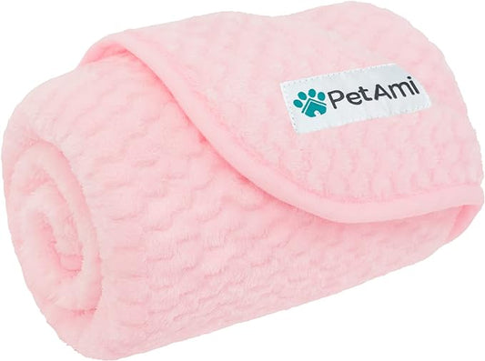 PetAmi Waterproof Dog Blanket, Leakproof Puppy Blanket for Small Medium Dogs, Furniture Sofa Couch Cover Protector, Fleece Pet Throw for Indoor Cat Kitten, Reversible Washable Soft Plush, 29x40 Pink