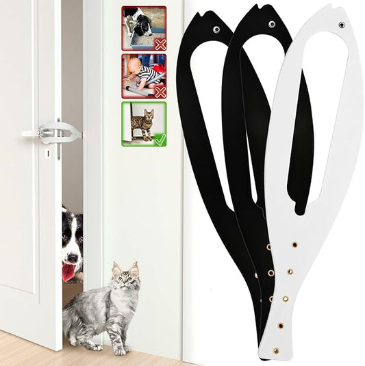 Cat Door Holder Latch Larger Adjustable Cat Door Alternative Fast Latch Strap Let Cats in and Keeps Dogs Out of Litter & Food and Safe Baby Proof No Measuring Easy to Install 3Pcs