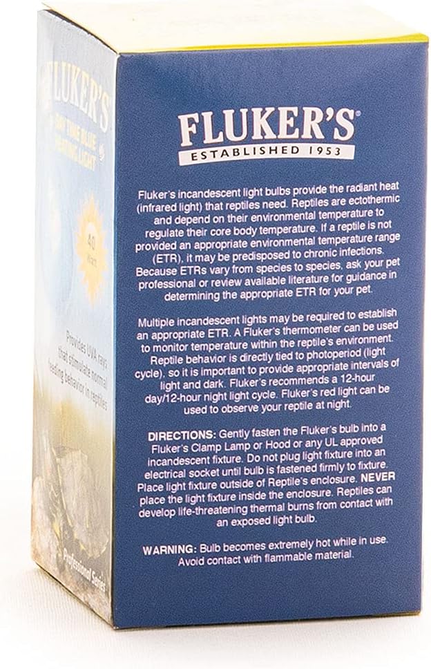 Fluker's Reptile Incandescent Blue Daylight Bulb for Reptiles and Amphibians, 40 Watt