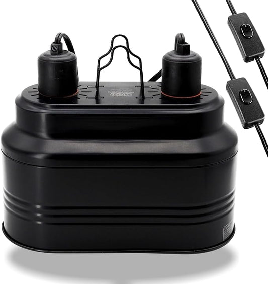 Reptile Dual Light Fixture, Reptile Heat Lamp Fixture with Separate Switches Fit for UVB Bulb Basking Heat Bulb for Reptile Glass Terrariums