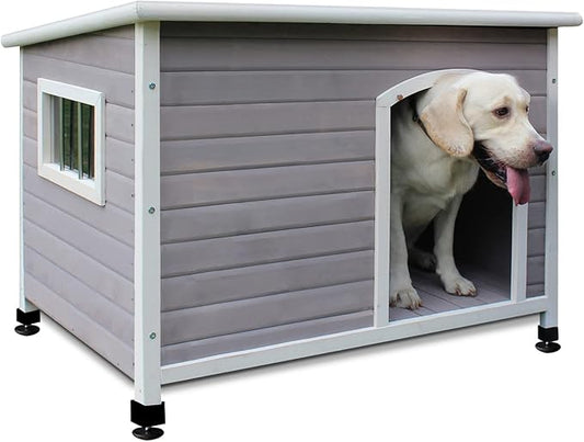 40" Wood Dog Houses Outdoor, Weatherproof Dog Houses Outside with Door Cute Wooden