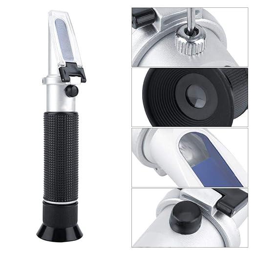 0-100% Salinity Refractometer Handheld Salinometer Sea Water Salt Concentration Tester Meter with Automatic Temperature Compensation for Seawater and Marine Fishkeeping Aquarium