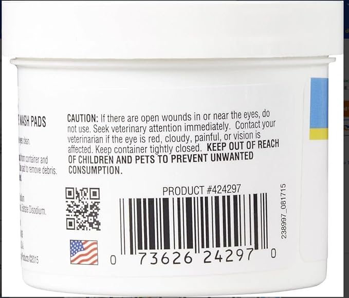 Cat & Dog Eye Wipes and Sterile Eye Wash for Your Cat and Dog Eye Wipes and Drops Formulated to Remove Eye Debris, 90 ct Wipes & 4 oz Bottle Eye Wash