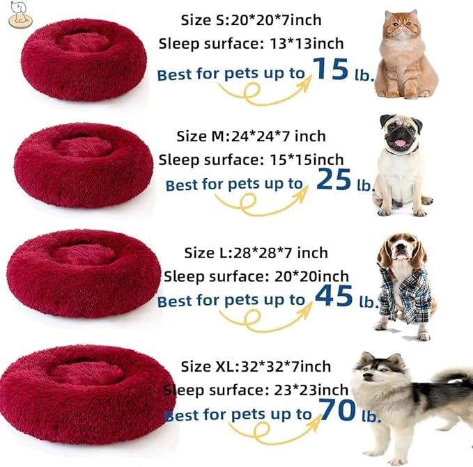 Cat Beds for Indoor Cats - Cat Bed Washable 20/24 inches, Dog Beds for Small Medium Dogs, Anti Anxiety Round Fluffy Plush Faux Fur Cat Bed,Thick Bottom Keep Pets Off The Cold Tile