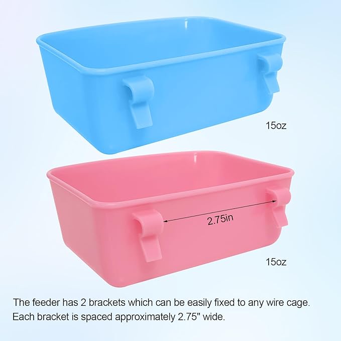 6 Pack Feeder (Blue, Pink), Hanging Feeder,Food and Water Container, Bath Water Bowl Universal for Birds Hamsters Mice Rats Rabbit Guinea Pig Small Pets