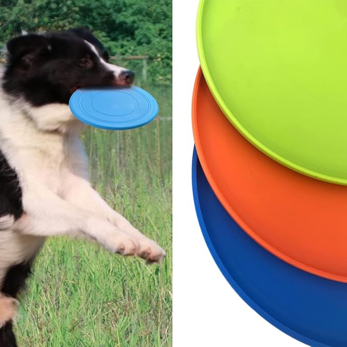 Dog Flying Disc, 3 Pack Dog Flyer Dog Toy, Dog Soft Rubber Interactive Lightweight Flying Disc Dog Toy for Small Large Dogs - Floats in Water & Safe on Teeth, 7 inch.