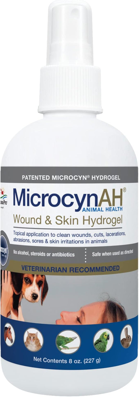 Manna Pro MicrocynAH Wound and Skin Care Hydrogel for Dogs | Non-Toxic Spray Formulated to Clean Wounds | Veterinarian Recommeneded Non-Toxic Formula | 8oz