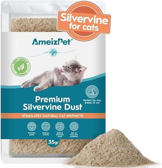 Silvervine Dust for Cats, Catnip Alternative for Training & Play, Cat & Kitten Behaviour Dust 35g (0.08 Oz)