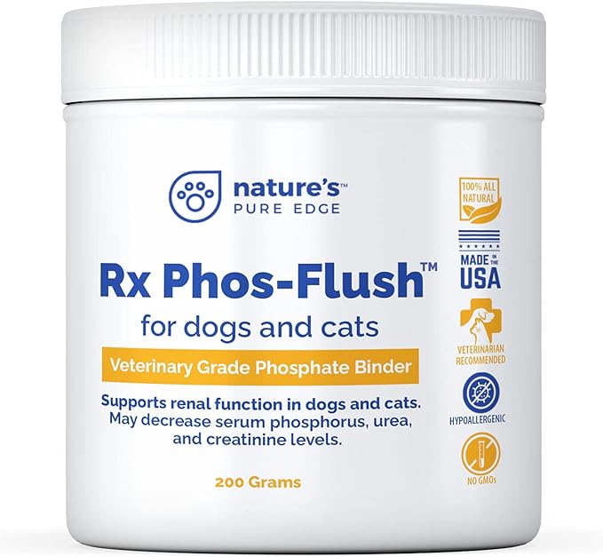 Rx Phos-Flush Phosphate Binder. Extra Large 200 Grams. Dog Kidney and Cat Kidney Support. Feline Urinary Tract Support. Compliments a Renal Failure Dog Food Diet or Cat Renal Support Diet.