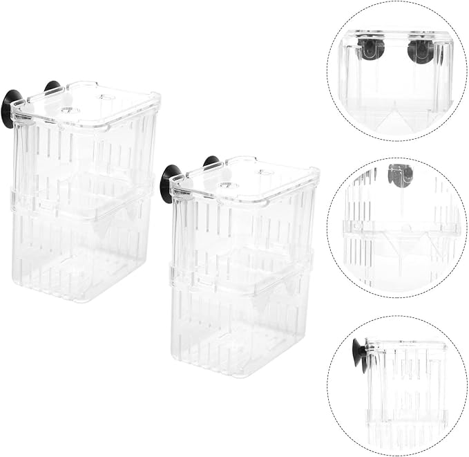 Fish Breeding Box for Aquarium - 2Pcs Plastic Fish Box Fish Tank Hatchery Incubator Box Hatching Boxes with Suction Cups for Shrimp