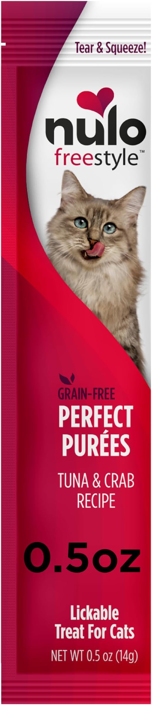 Nulo Freestyle Grain-Free Perfect Purees Premium Wet Cat Treats, Squeezable Meal Topper for Felines, High Moisture Content to Support Cat Hydration, 0.5 Ounce, Tuna & Crab