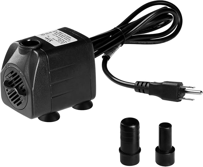 Simple Deluxe 160GPH Submersible Water Pump (600L/H, 8W) with Adjustable Intake, 4.3ft High Lift, 2 Nozzles, Perfect for Fish Tank, Pond, Aquarium, Hydroponics