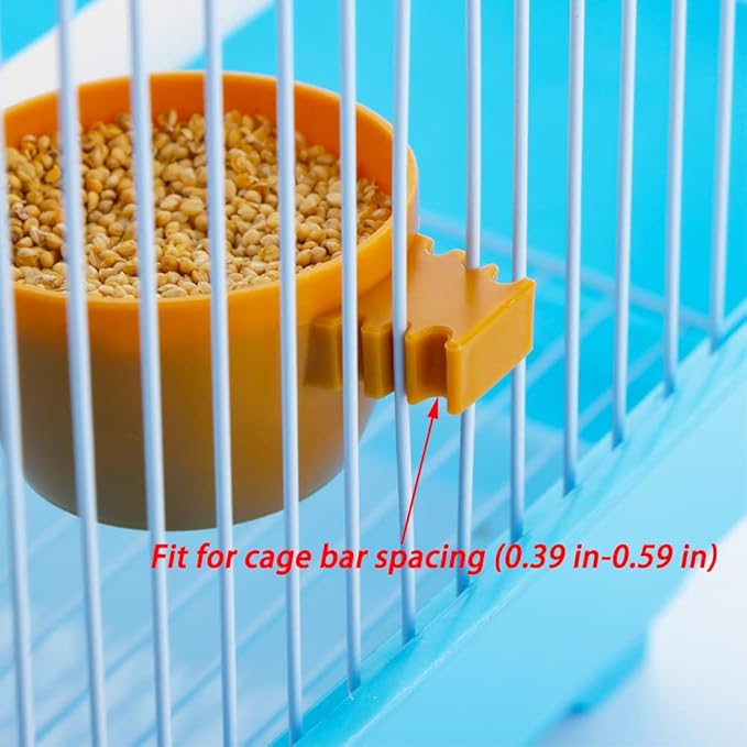 8 Pcs Small Bird Plastic Feeder Parrot Small Food Water Bowl Cage Sand Cup Feeding Holder (Yellow)