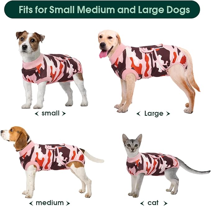 Kuoser Recovery Suit for Dogs Cats After Surgery, Professional Pet Recovery Shirt Dog Abdominal Wounds Bandages, Substitute E-Collar & Cone,Prevent Licking Dog Onesies Pet Surgery Recovery Suit