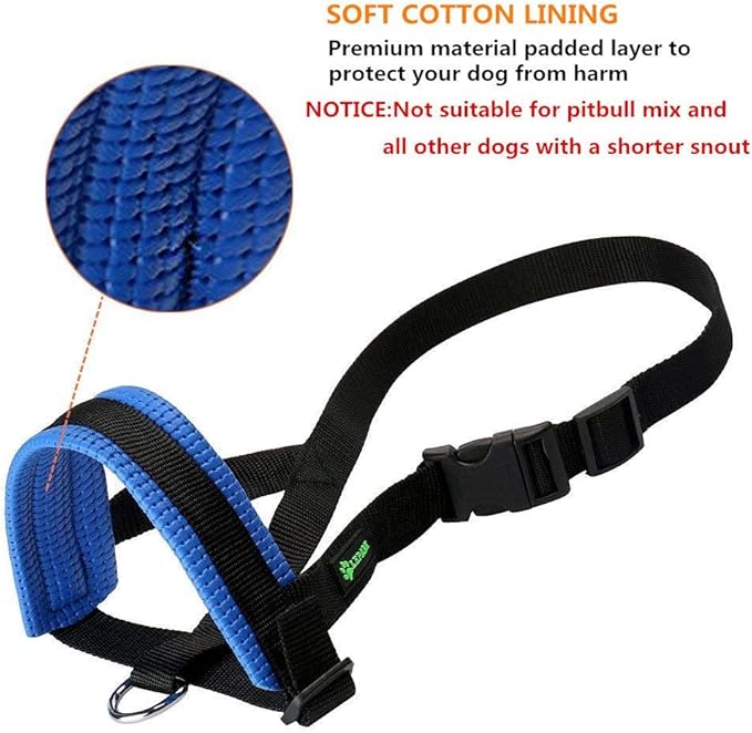 Nylon Dog Muzzle for Small,Medium,Large Dogs Prevent from Biting,Barking and Chewing,Adjustable Loop(XL/Blue)