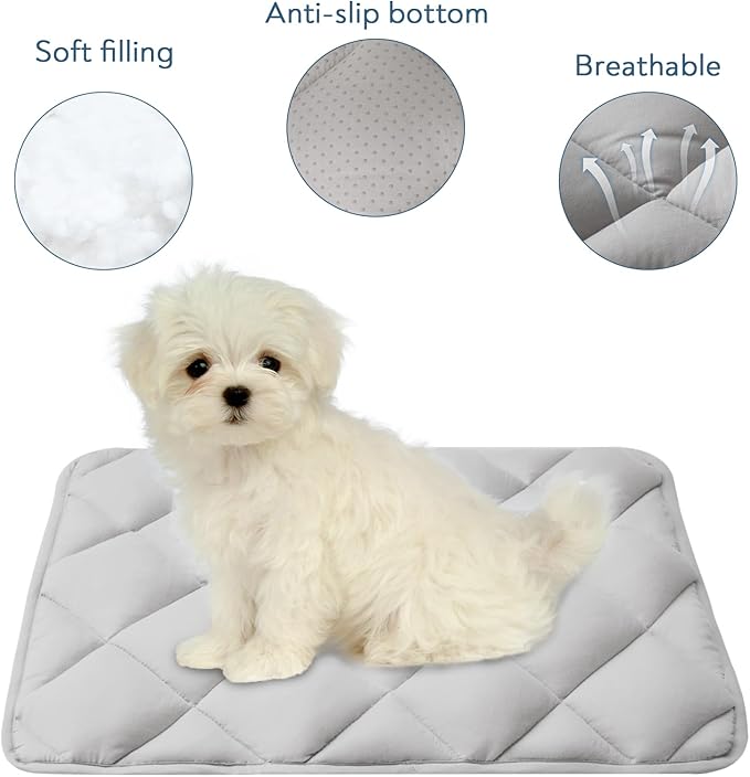 Dog Crate Pad 2 Pack (30" x 19"), Soft Dog Crate Mat with Anti-Slip Bottom, Machine Washable Kennel Pad, Crate Mats for Dog Cages, Dog Bed for Crate, Fits 30 Inch Dog Crate, Grey