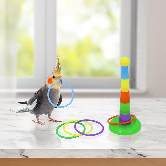 Wontee Bird Toys Mini Shopping Cart Skateboard Ring Toy for Playing and Training of Budgies Cockatiels Caique Quaker Parrot Conures (3 Pack)